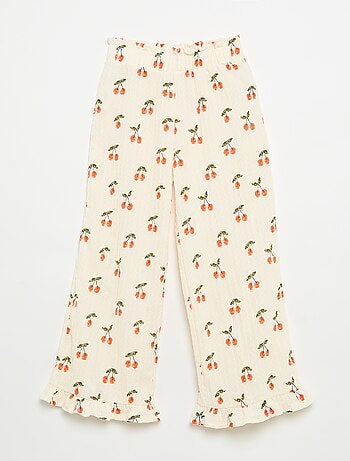 Pantalon large avec bas volantés