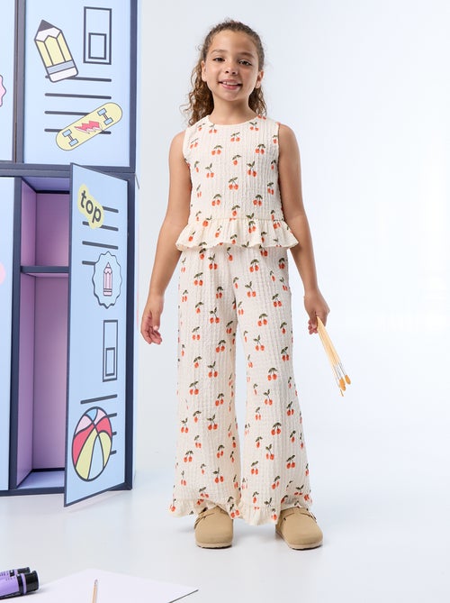 Pantalon large avec bas volantés - Kiabi