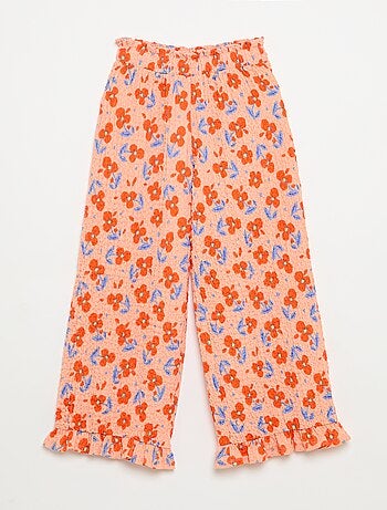 Pantalon large avec bas volantés