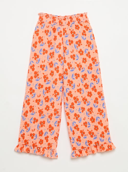 Pantalon large avec bas volantés - Kiabi