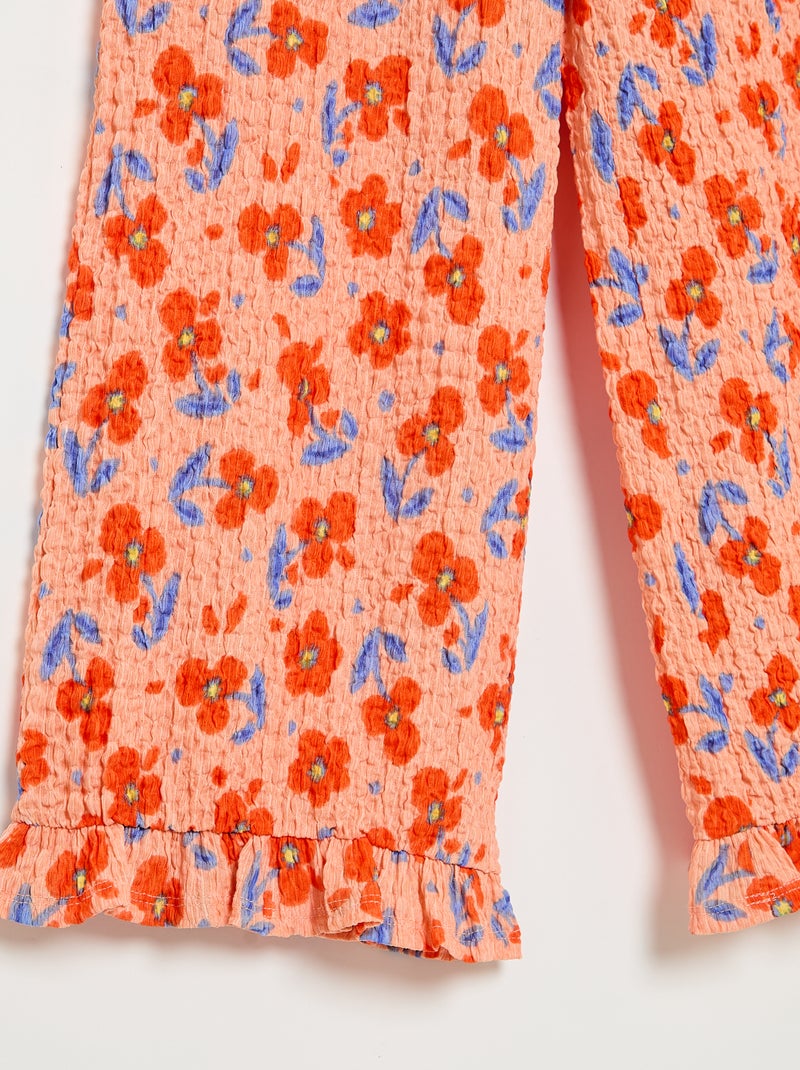 Pantalon large avec bas volantés Orange - Kiabi