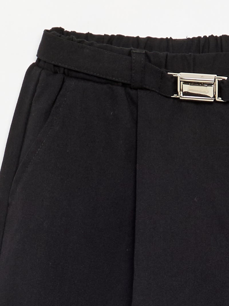 Pantalon large avec boucle à la taille Noir - Kiabi
