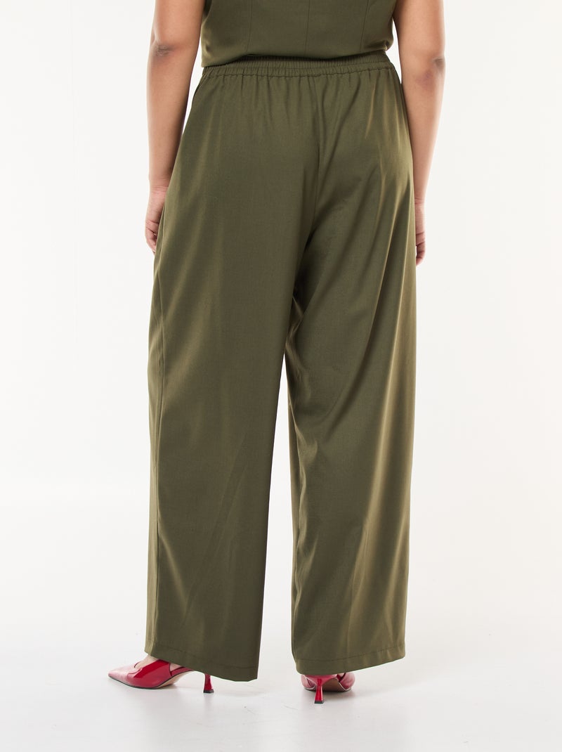 Pantalon large avec boucle dorée Kaki - Kiabi