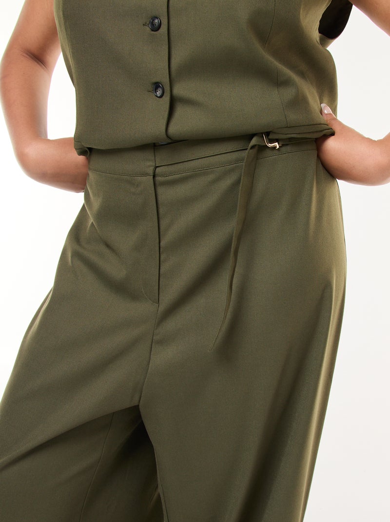 Pantalon large avec boucle dorée Kaki - Kiabi