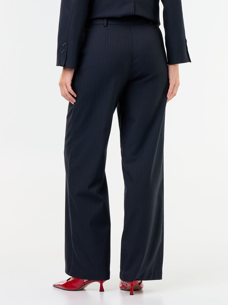 Pantalon large avec boutons dorés Bleu - Kiabi