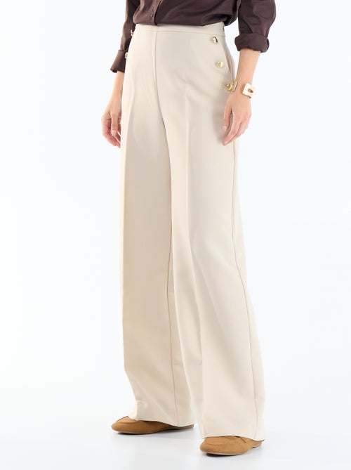 Pantalon large avec boutons dorés fantaisies sur les poches - Kiabi