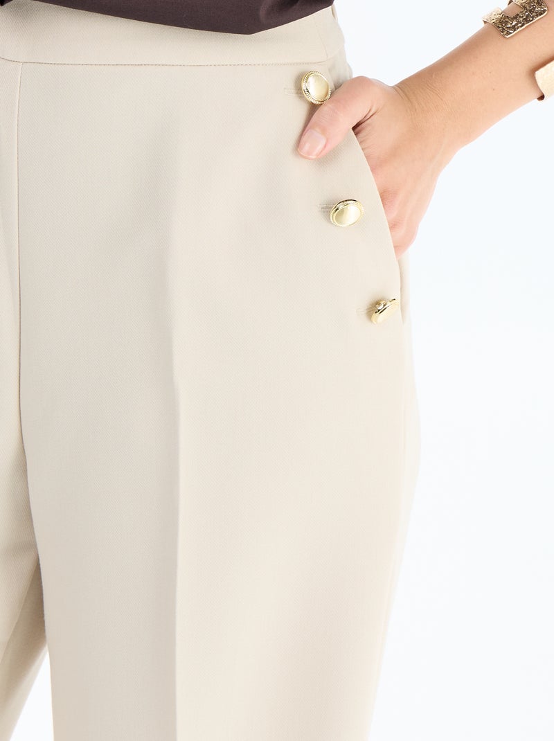 Pantalon large avec boutons dorés fantaisies sur les poches Gris - Kiabi
