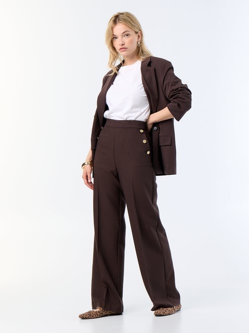 Pantalon large avec boutons dorés fantaisies sur les poches - Kiabi