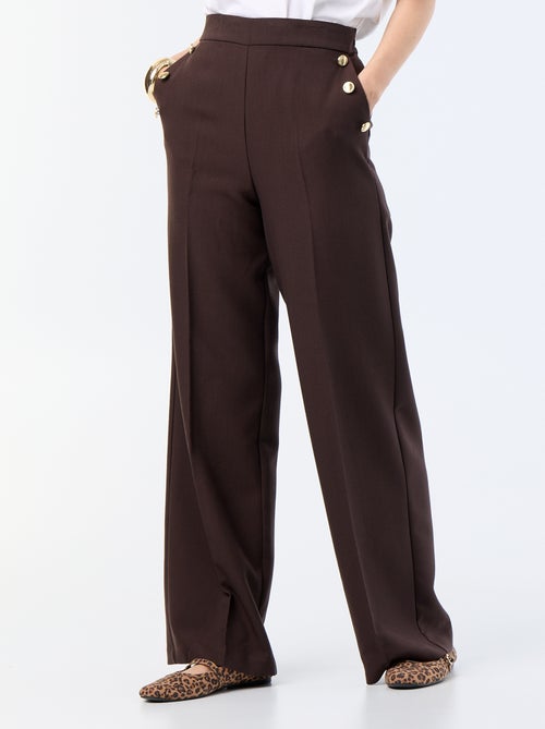 Pantalon large avec boutons dorés fantaisies sur les poches - Kiabi