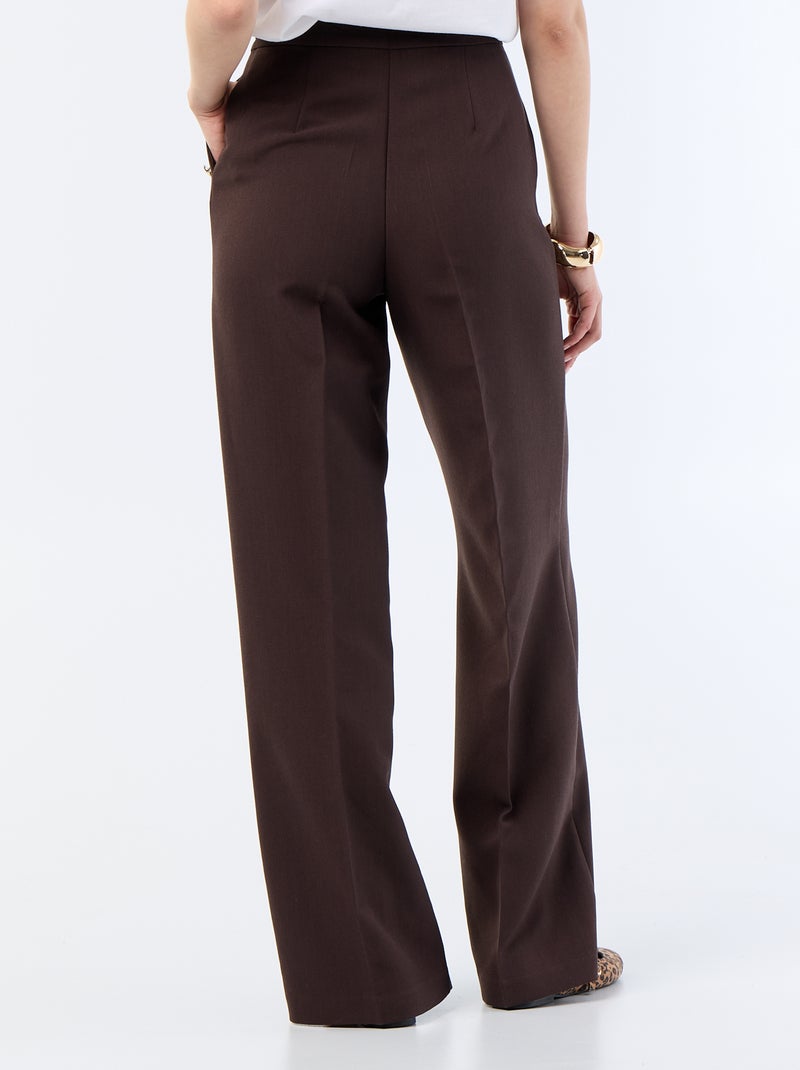 Pantalon large avec boutons dorés fantaisies sur les poches Marron - Kiabi