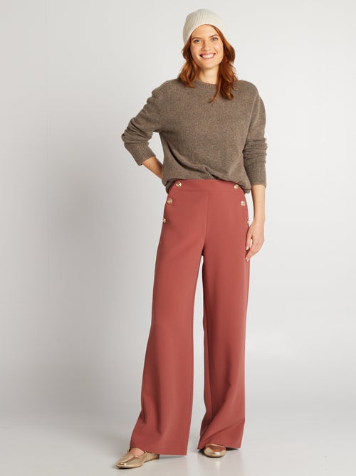 Pantalon large avec boutons dorés - Kiabi