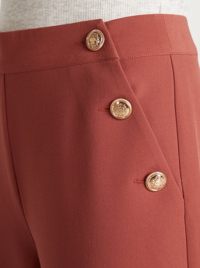 Pantalon large avec boutons dorés Rose - Kiabi