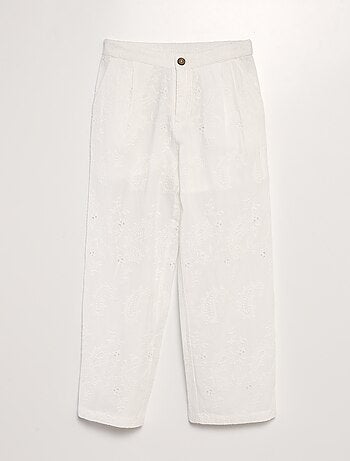 Pantalon large avec broderies anglaises