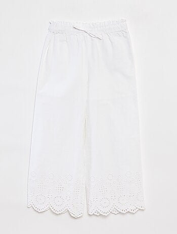 Pantalon large avec broderies anglaises