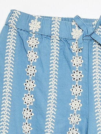 Pantalon large avec broderies anglaises