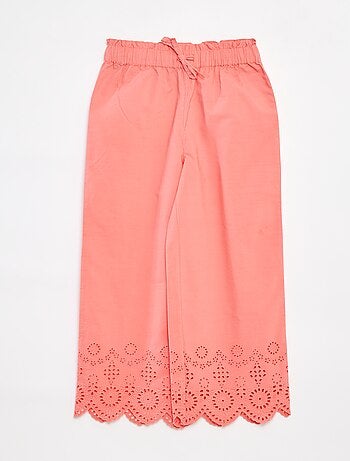Pantalon large avec broderies anglaises