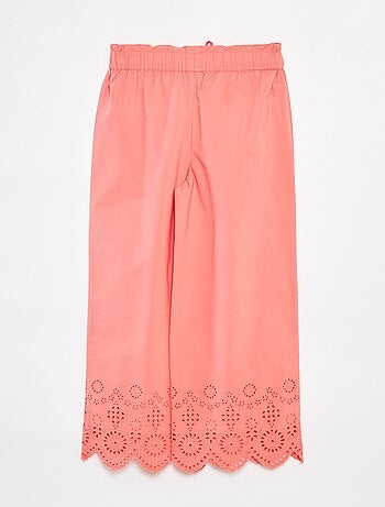 Pantalon large avec broderies anglaises