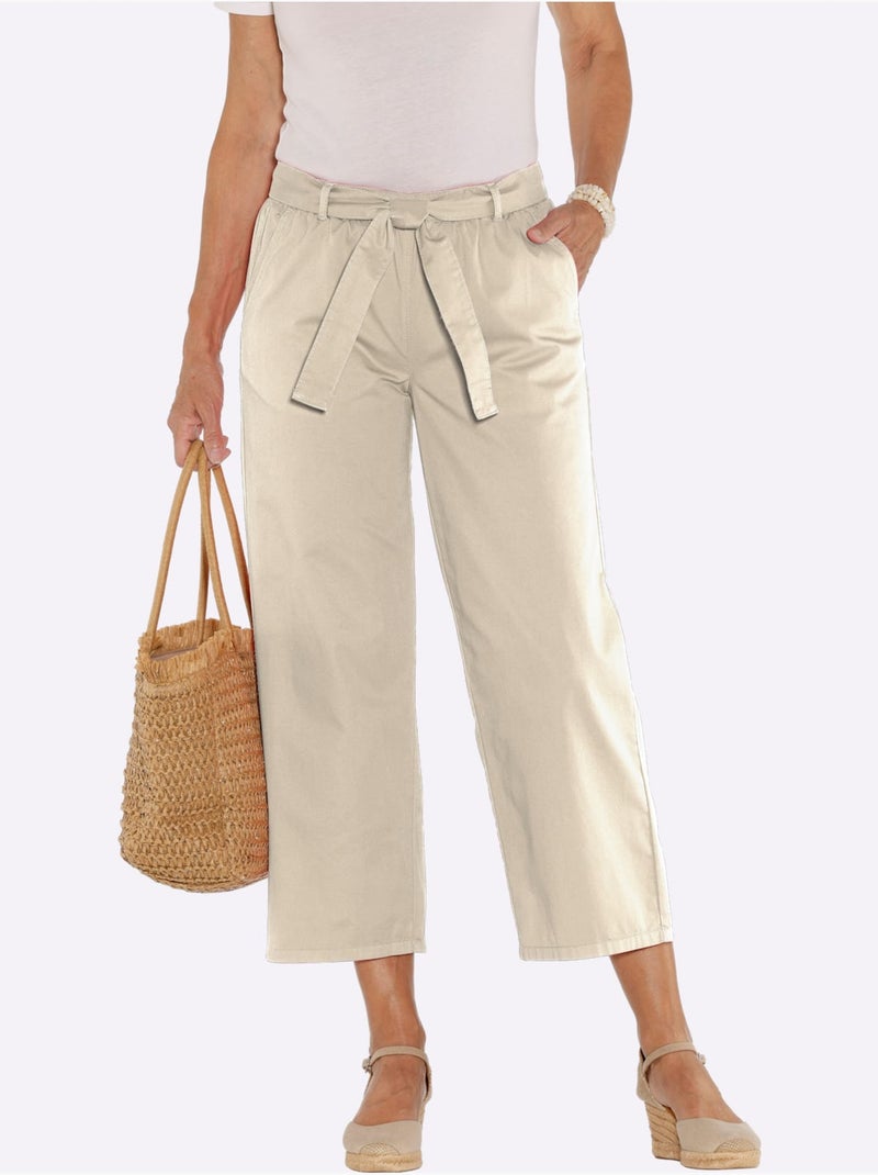Pantalon large avec ceinture amovible et poches avant - taille standard - moda vilona Sable - Kiabi