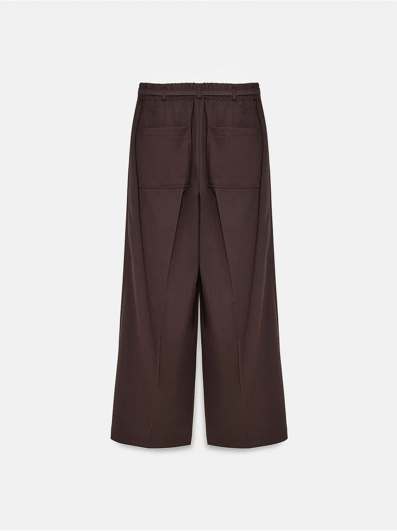 Pantalon large avec ceinture dilvin Marron chocolat - Kiabi