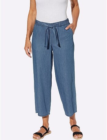 Pantalon large à ceinture élastique avec lien et deux poches - Taille standard - Moda Vilona