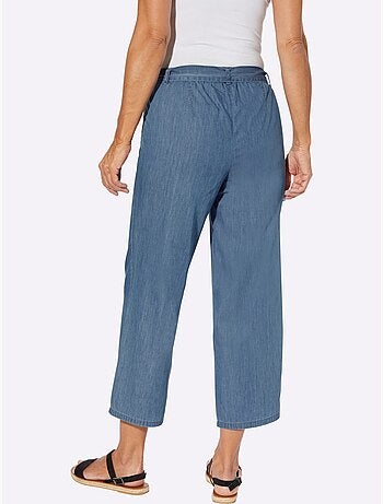 Pantalon large à ceinture élastique avec lien et deux poches - Taille standard - Moda Vilona