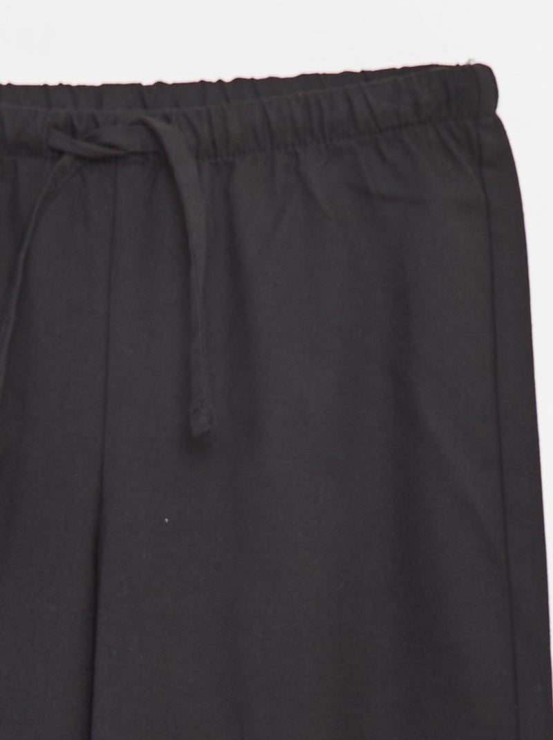 Pantalon large avec ceinture élastiquée et 2 poches Noir - Kiabi