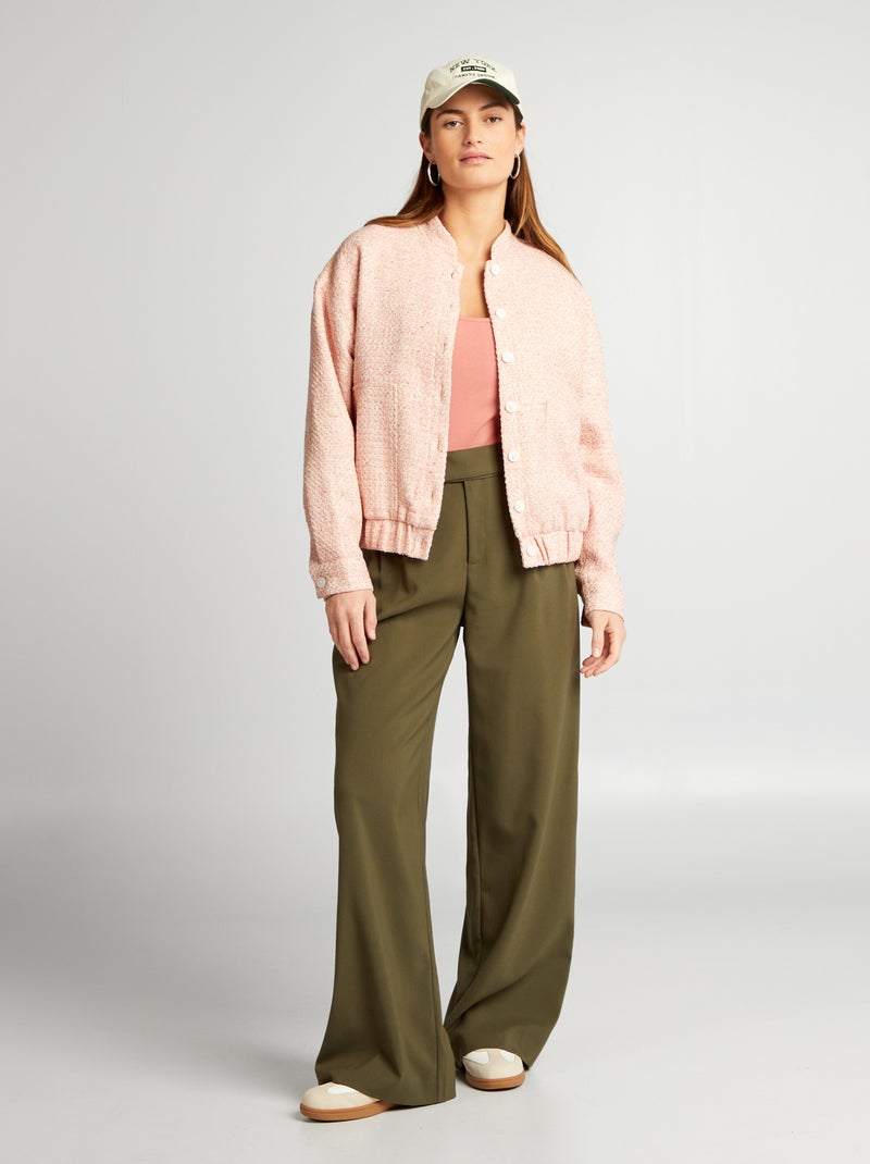 Pantalon large avec ceinture Kaki - Kiabi