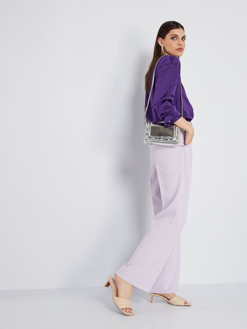 Pantalon large avec ceinture lilas - Kiabi