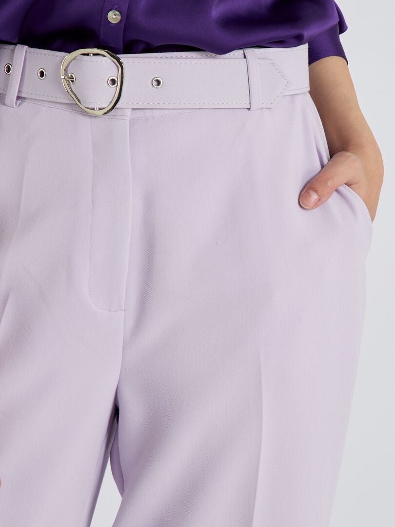Pantalon large avec ceinture lilas - Kiabi