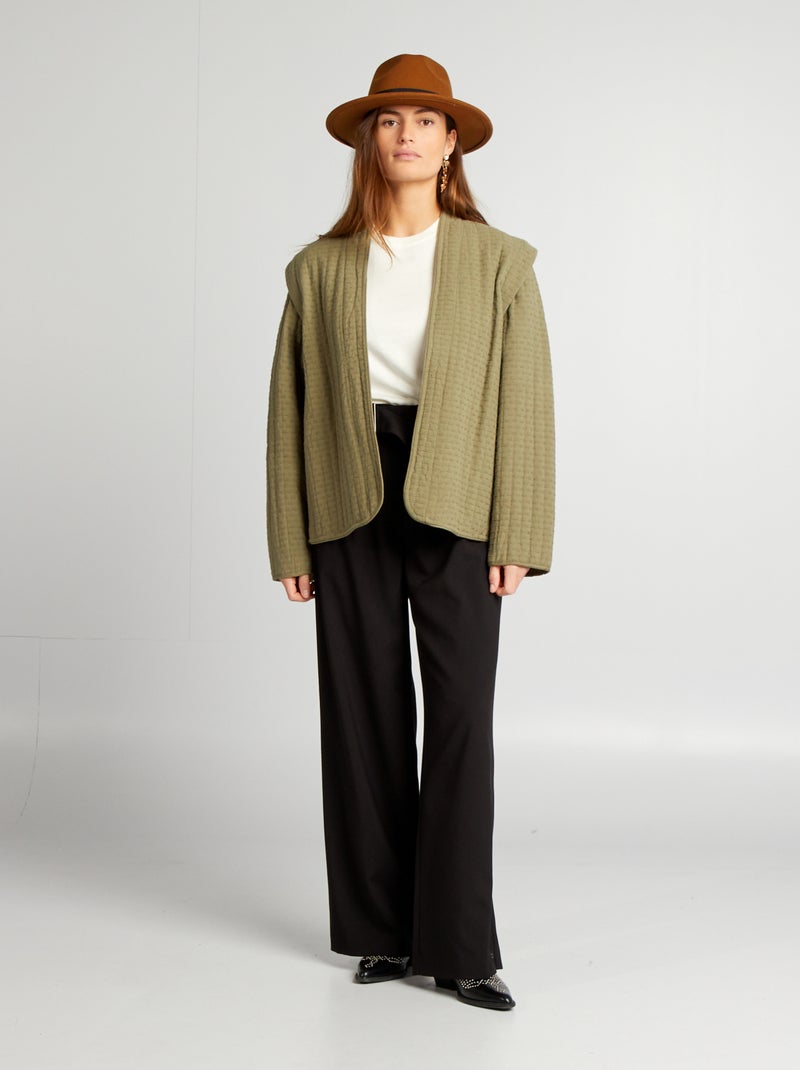 Pantalon large avec ceinture noir - Kiabi