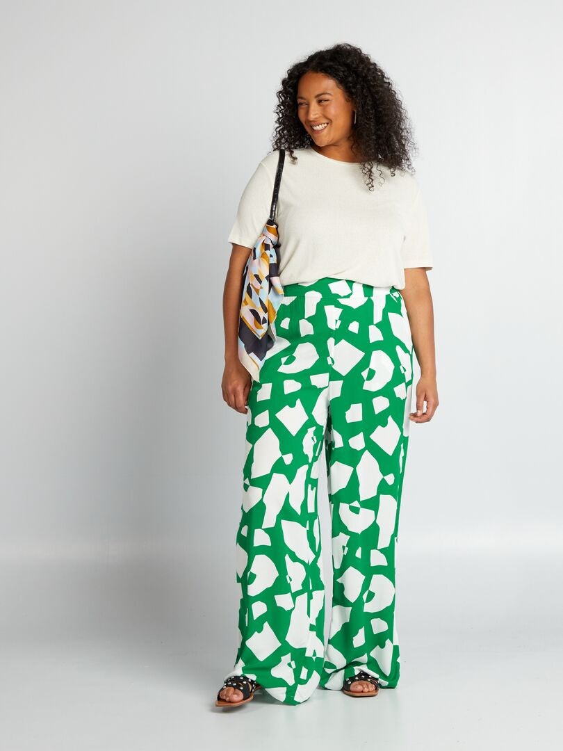 Pantalon large avec imprimé graphique Vert - Kiabi