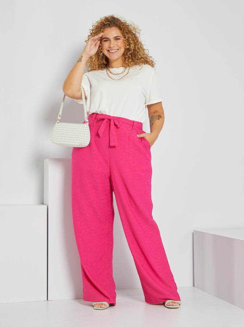Pantalon large avec imprimé jacquard Rose - Kiabi