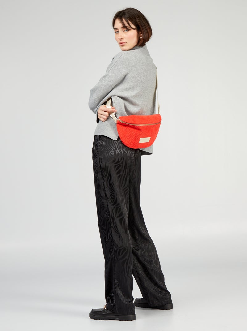 Pantalon large avec imprimé noir - Kiabi