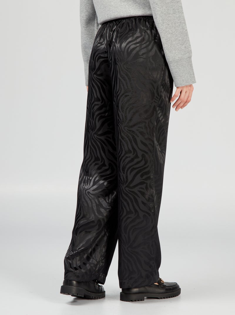 Pantalon large avec imprimé noir - Kiabi