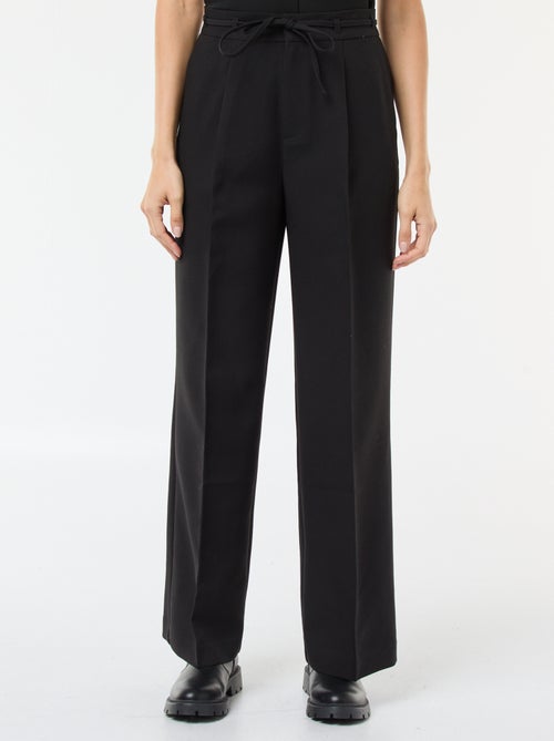 Pantalon large avec lien ceinture - Kiabi