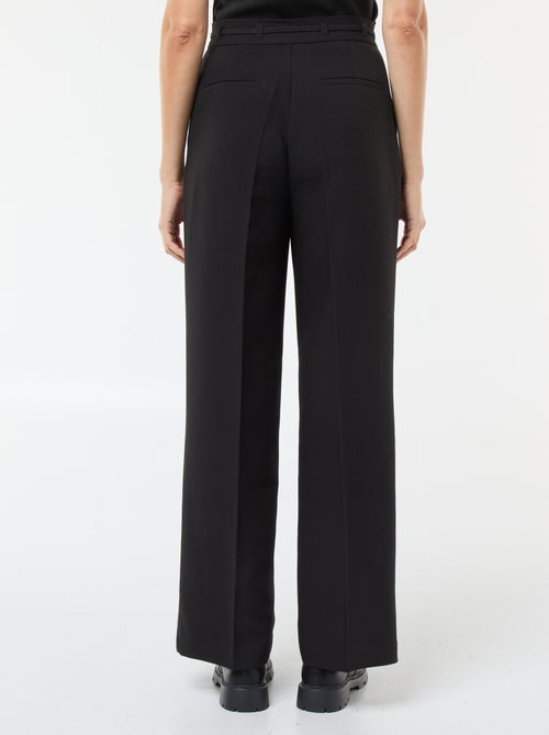 Pantalon large avec lien ceinture - Kiabi