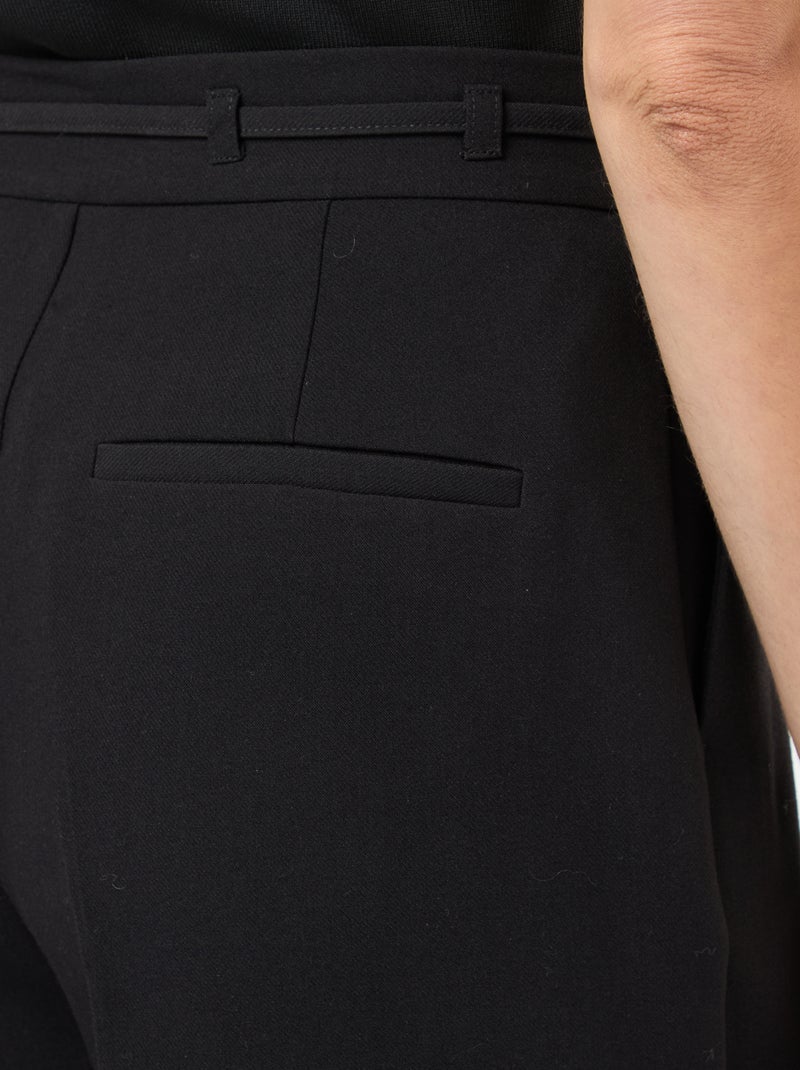 Pantalon large avec lien ceinture Noir - Kiabi