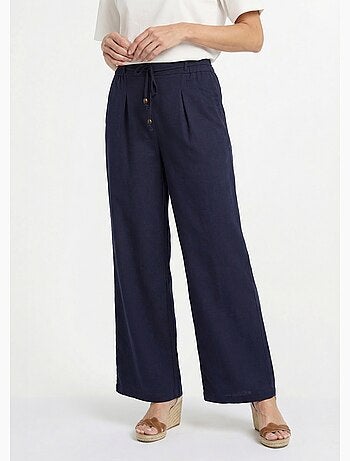 Pantalon large avec lin, style ethnique - AFIBEL