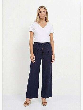 Pantalon large avec lin, style ethnique - AFIBEL