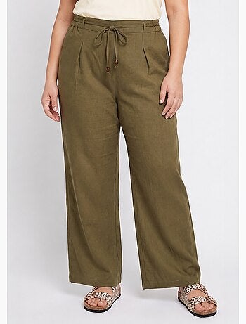 Pantalon large avec lin, style ethnique - AFIBEL