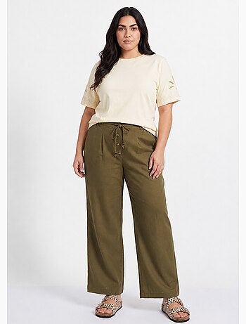 Pantalon large avec lin, style ethnique - AFIBEL