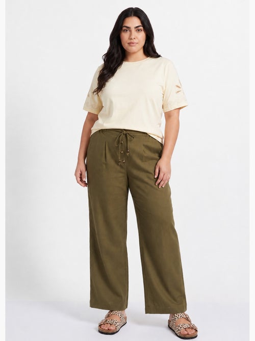 Pantalon large avec lin, style ethnique - afibel - Kiabi Pantalon large avec lin, style ethnique - afibel - Kiabi
