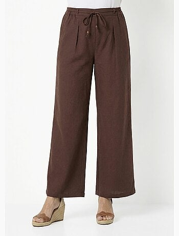 Pantalon large avec lin, style ethnique - AFIBEL