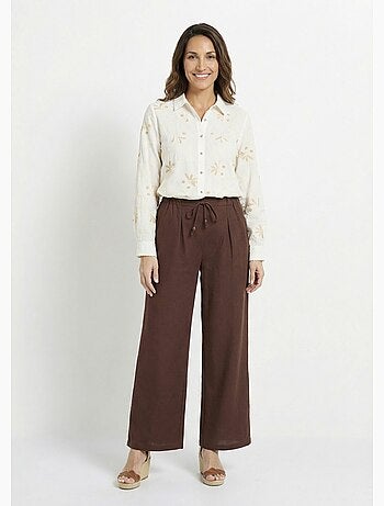 Pantalon large avec lin, style ethnique - AFIBEL