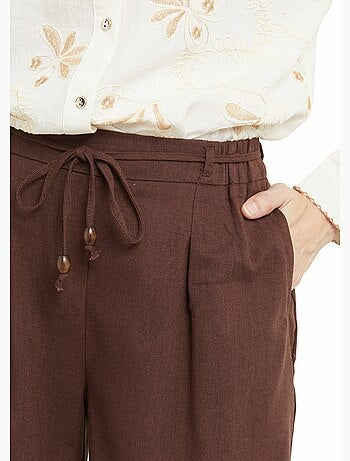 Pantalon large avec lin, style ethnique - AFIBEL
