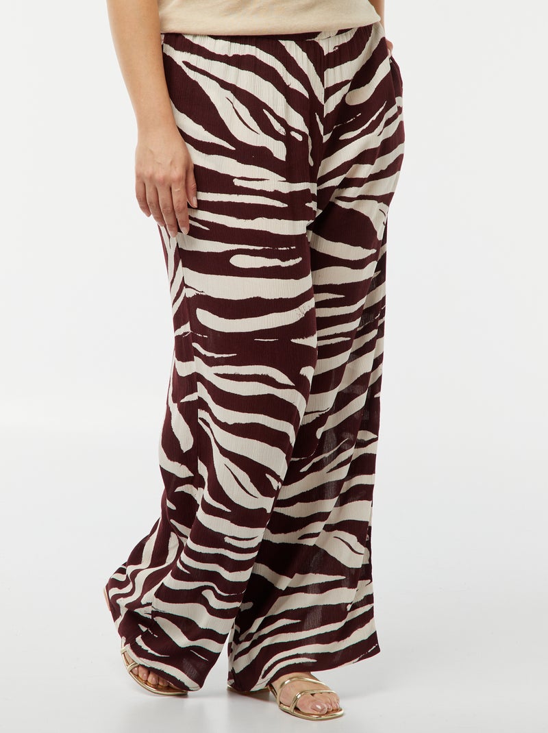 Pantalon large avec motif all over MARRON - Kiabi