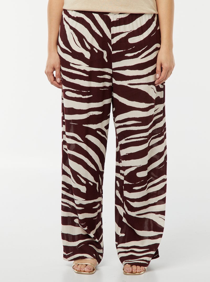 Pantalon large avec motif all over MARRON - Kiabi