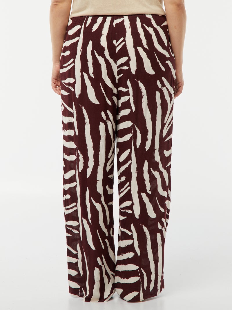 Pantalon large avec motif all over MARRON - Kiabi