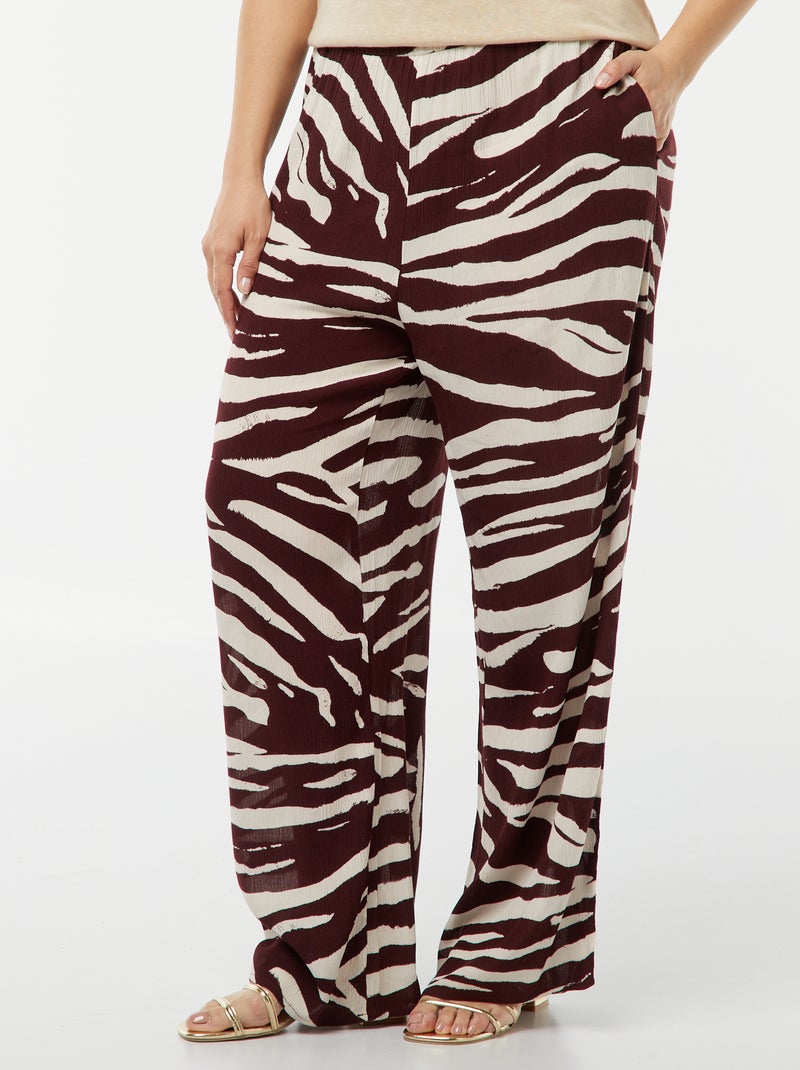 Pantalon large avec motif all over MARRON - Kiabi