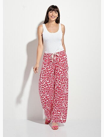 Pantalon large avec motif léopard fluo - AFIBEL